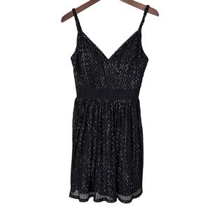 City Studio Mini Dress Sz 9 Black Silver Whimsygoth Glitter Baby Doll Y2K Hoco